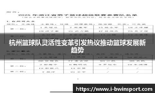 杭州篮球队灵活性变革引发热议推动篮球发展新趋势